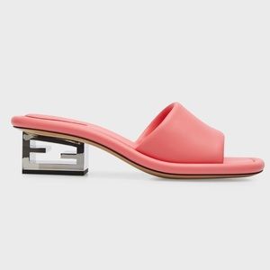 NEW Fendi Cutout pink logo block heels